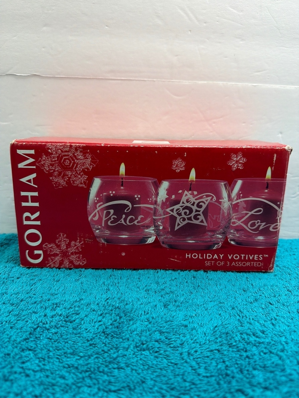 Gorham Holiday Votives Set of 3 Assorted Glass Candle Holders